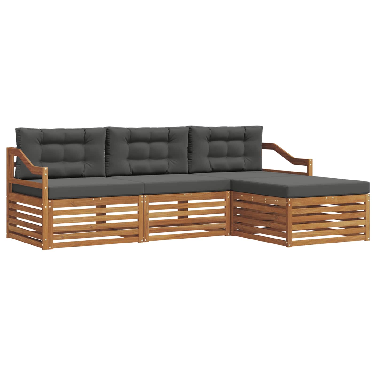 Thumbnail - vidaXL Outdoor-Sofagarnitur mit Kissen 4 pcs Natur und Anthrazit