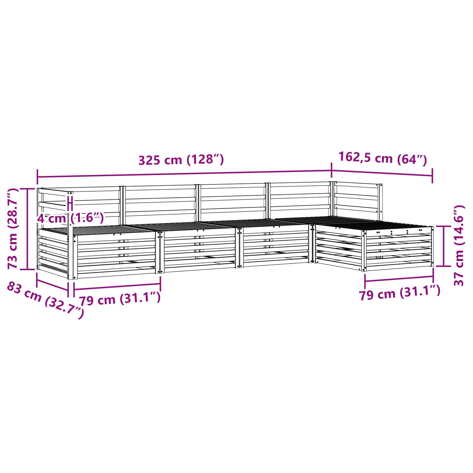 Zunanja garnitura za sedenje 5 pcs Naravna Masiven les akacije - slika 7