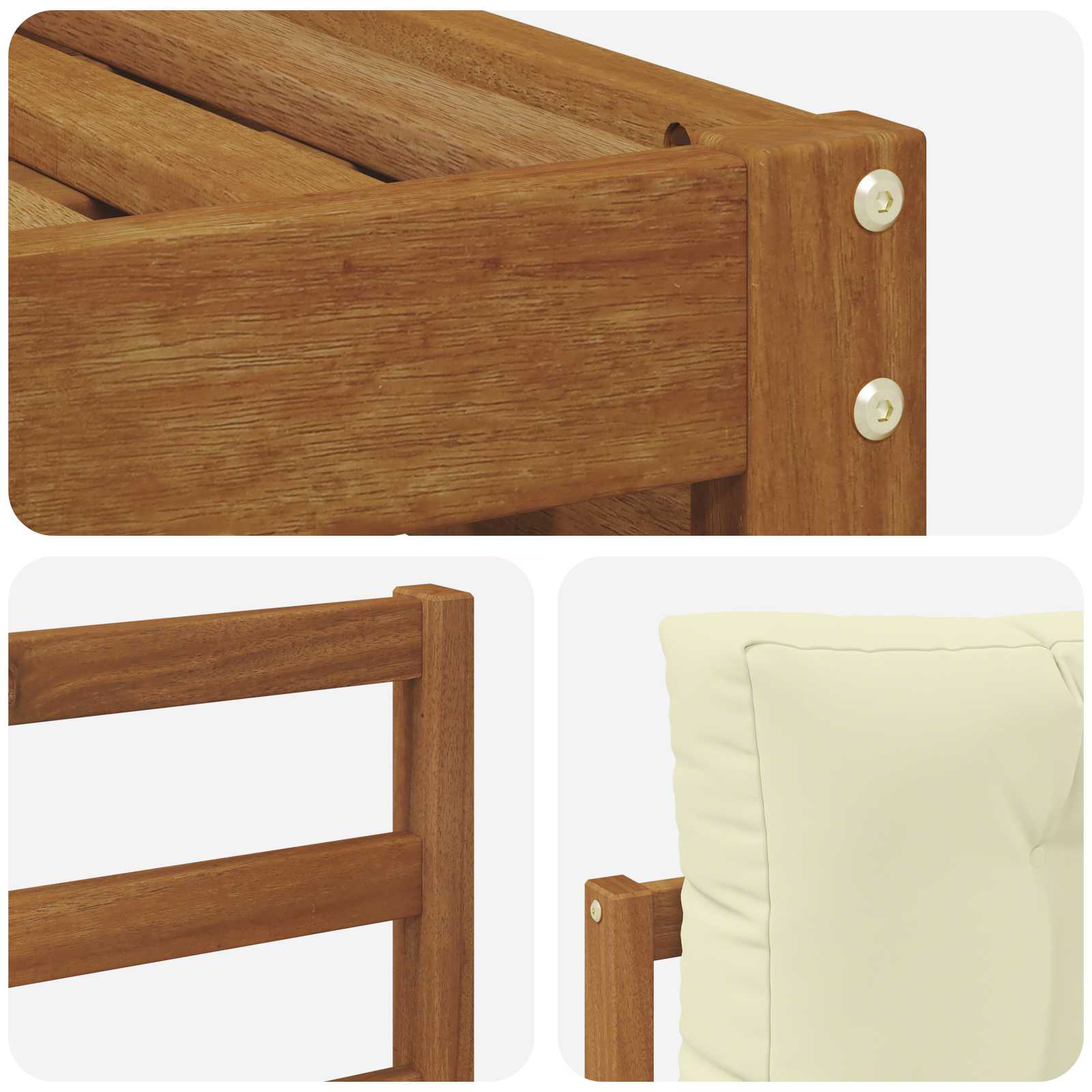 Zunanja garnitura za sedenje z blazino 5 pcs Naravna in smetana - slika 5