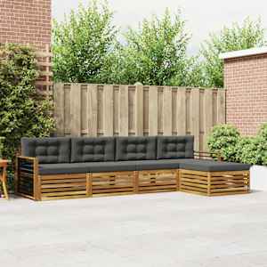 Zunanja garnitura za sedenje 5 pcs Naravna in antracitna