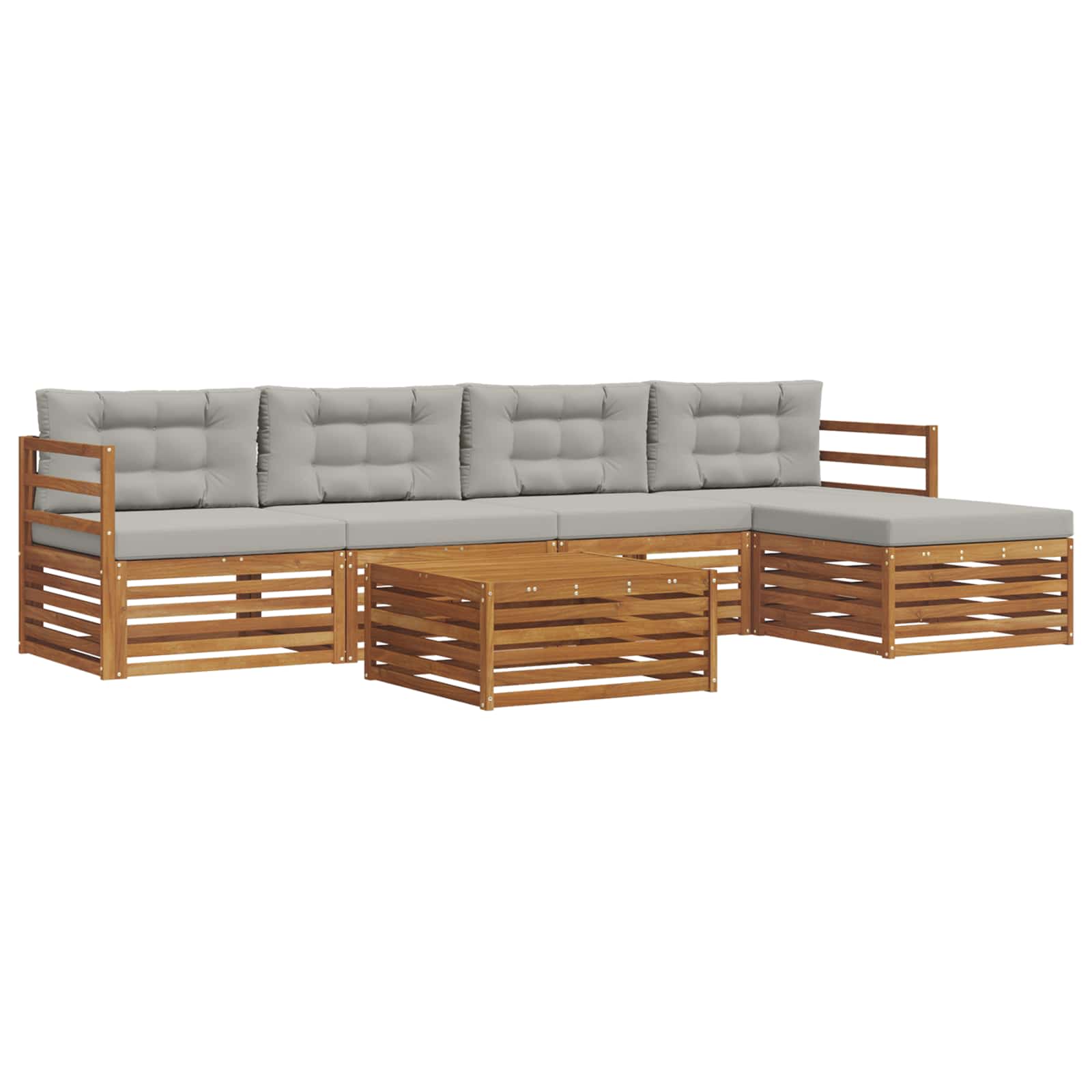 Zunanja garnitura za sedenje 6 pcs Naravna in svetlo siva - slika 2