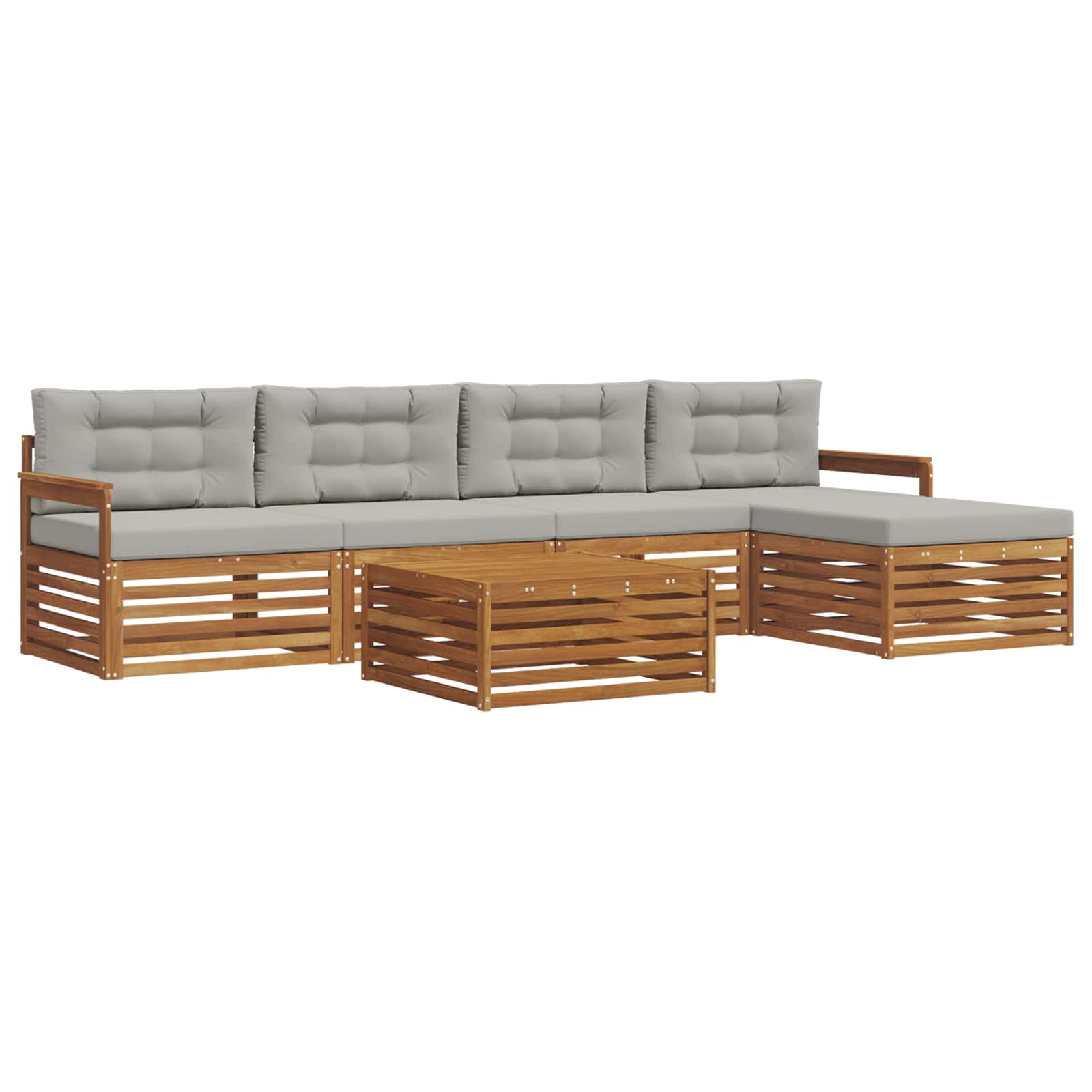 Thumbnail - vidaXL Outdoor-Sofagarnitur mit Kissen 6 pcs Natürlich und Hellgrau