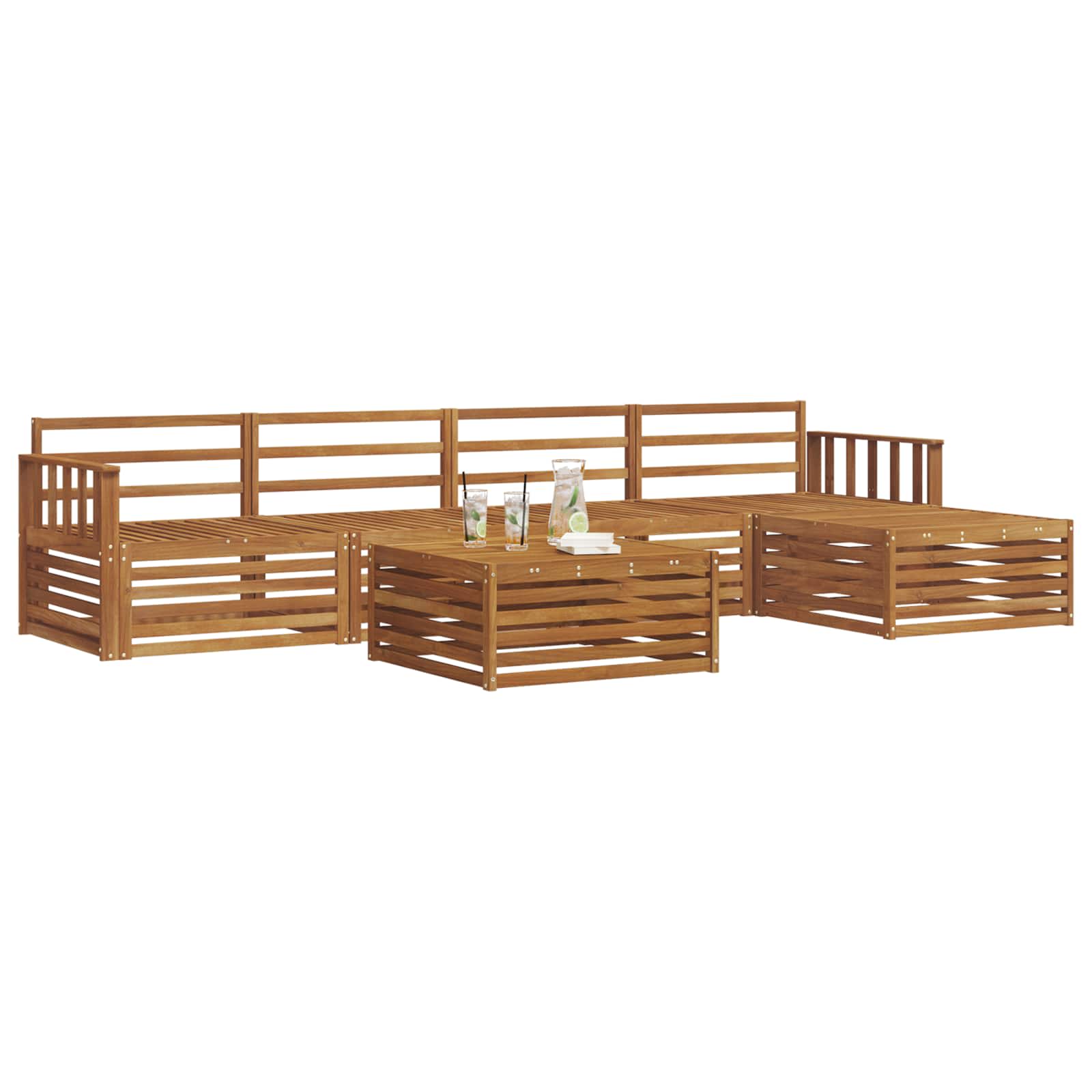 Thumbnail - vidaXL Outdoor-Sofagarnitur 6 pcs Natur Massivholz Akazie