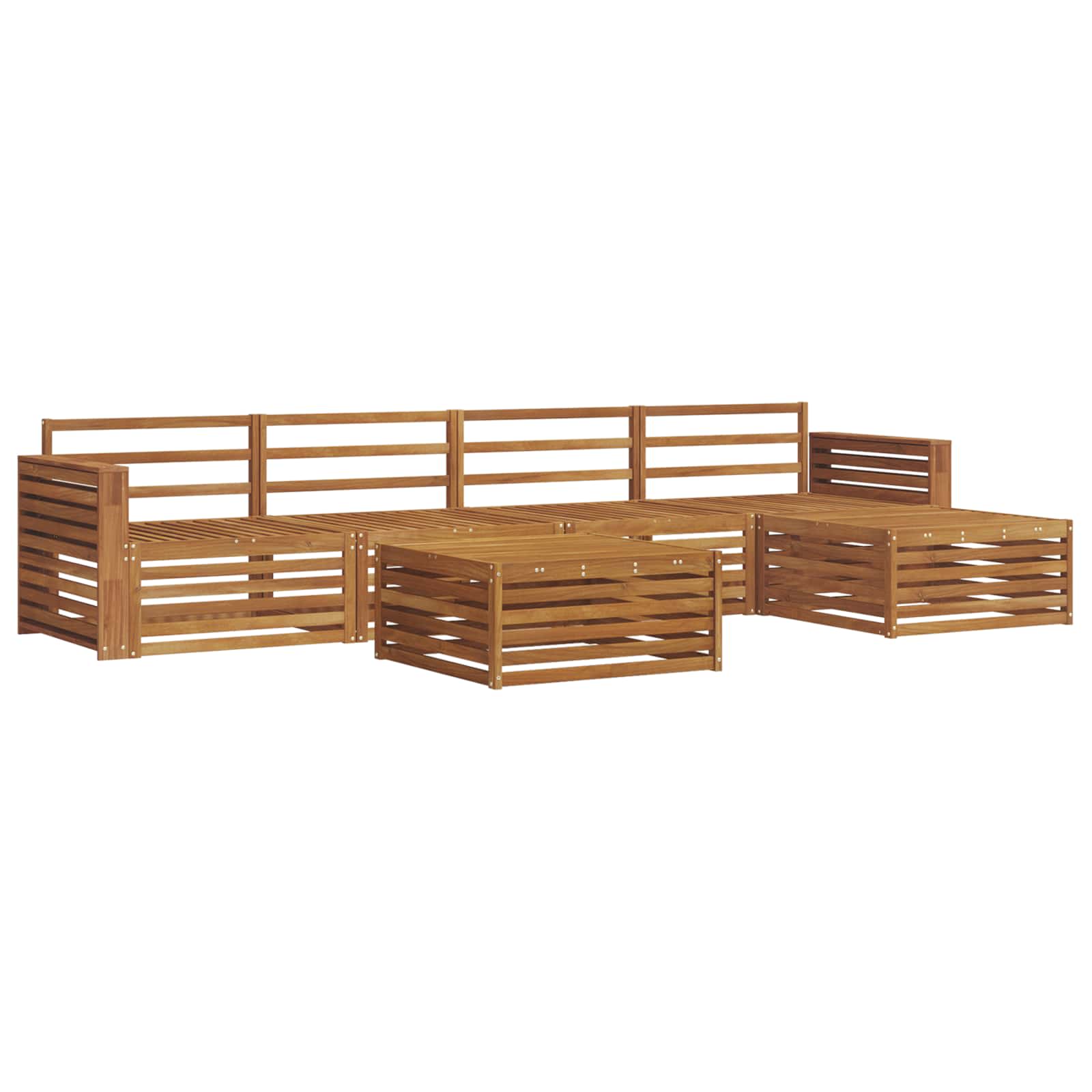 Zunanja garnitura za sedenje 6 pcs Naravna Masiven les akacije - slika 2