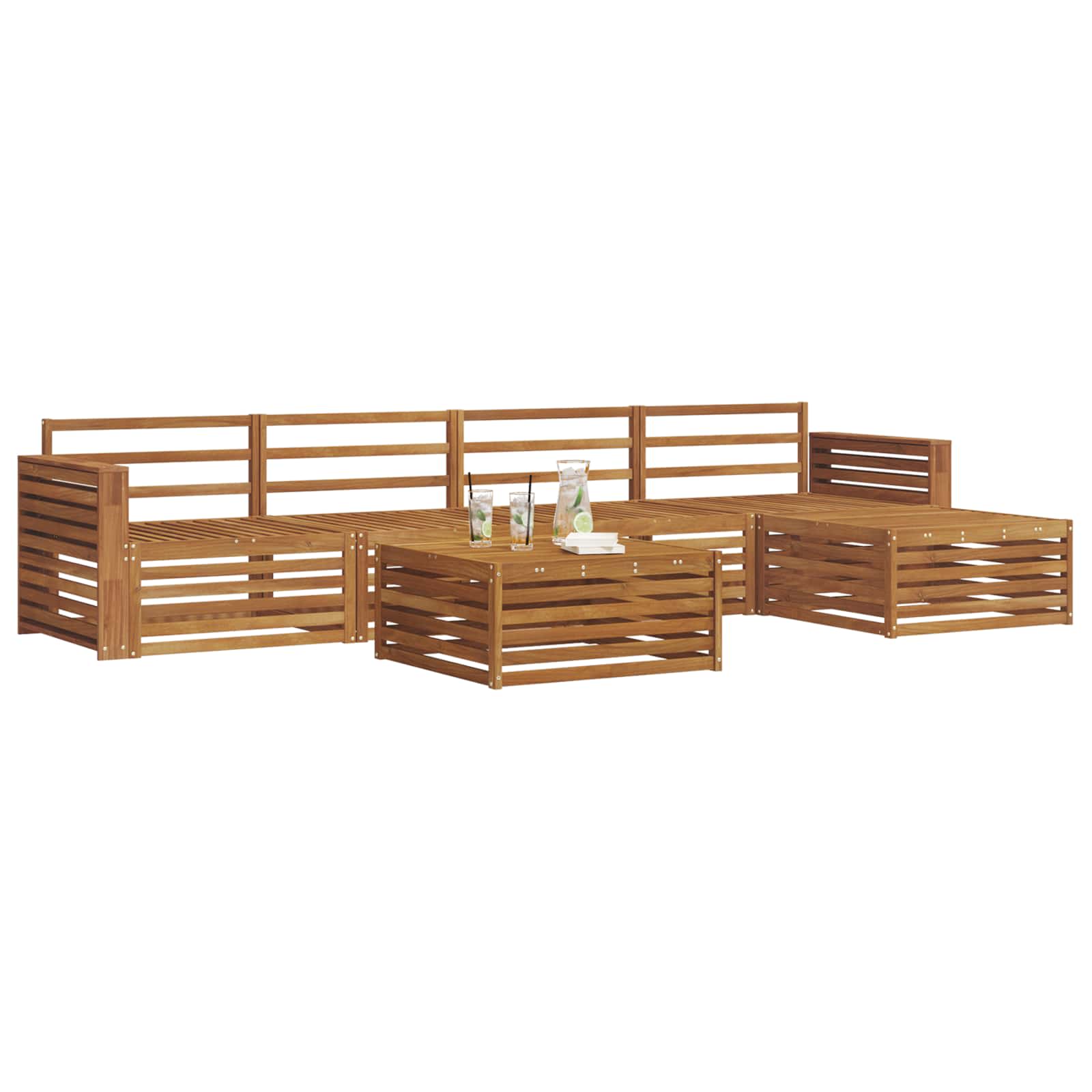 Zunanja garnitura za sedenje 6 pcs Naravna Masiven les akacije - slika 3