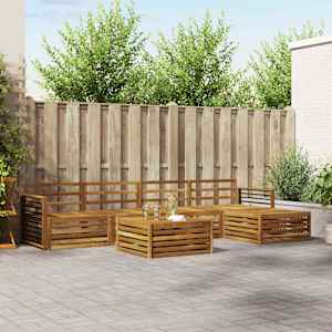 Zunanja garnitura za sedenje 6 pcs Naravna