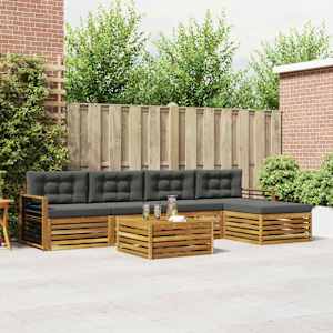 Zunanja garnitura za sedenje 6 pcs Naravna in antracitna