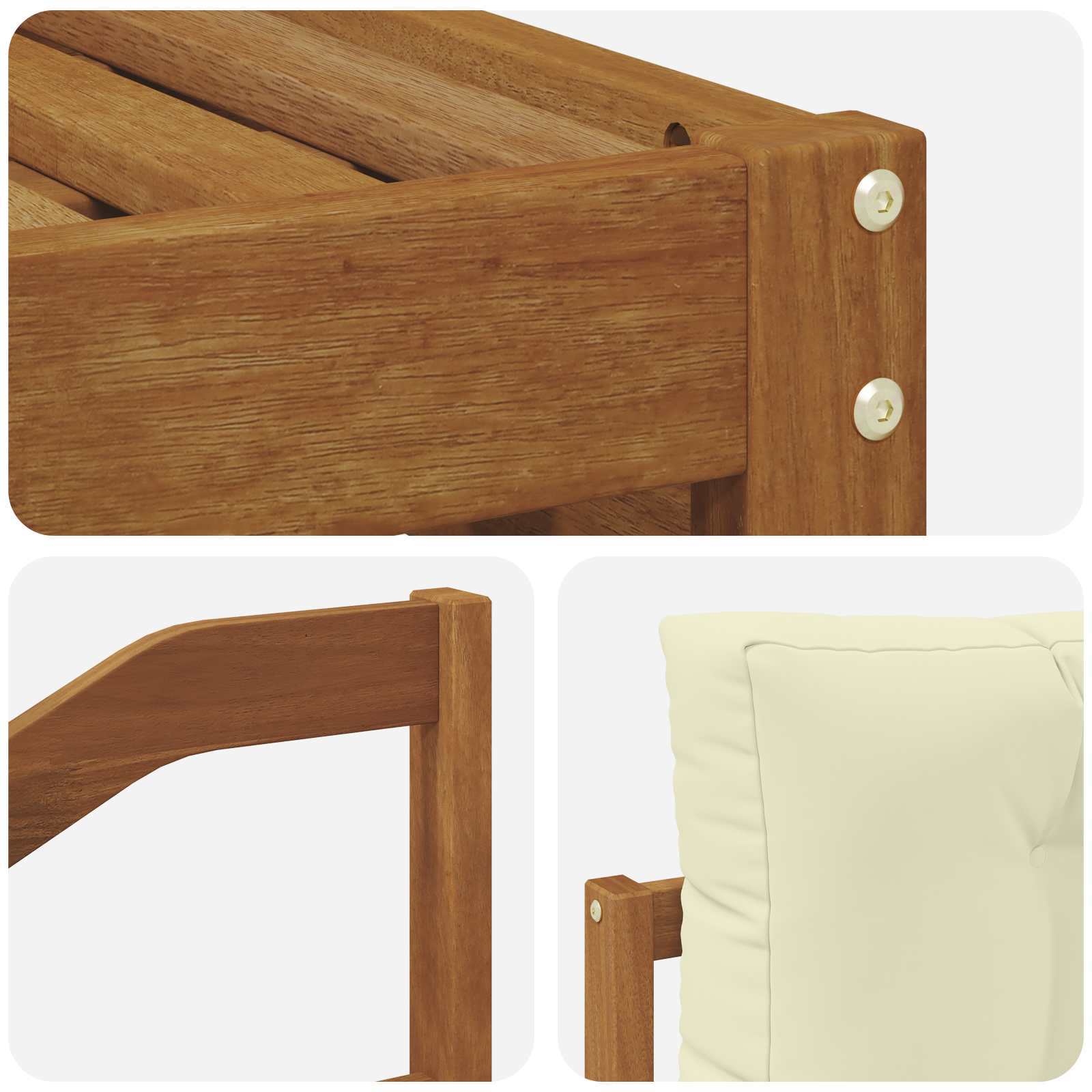 Zunanja garnitura za sedenje z blazino 6 pcs Naravna in smetana - slika 7