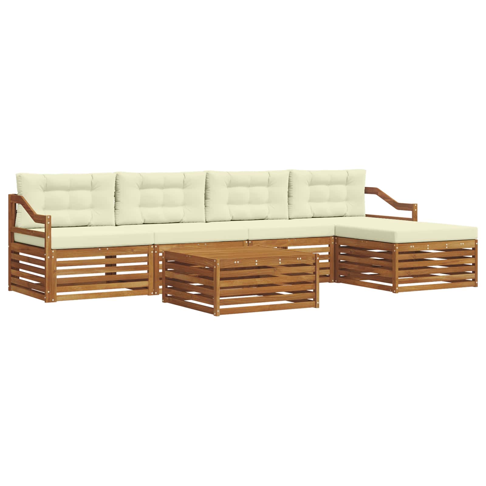 Zunanja garnitura za sedenje z blazino 6 pcs Naravna in smetana - slika 2