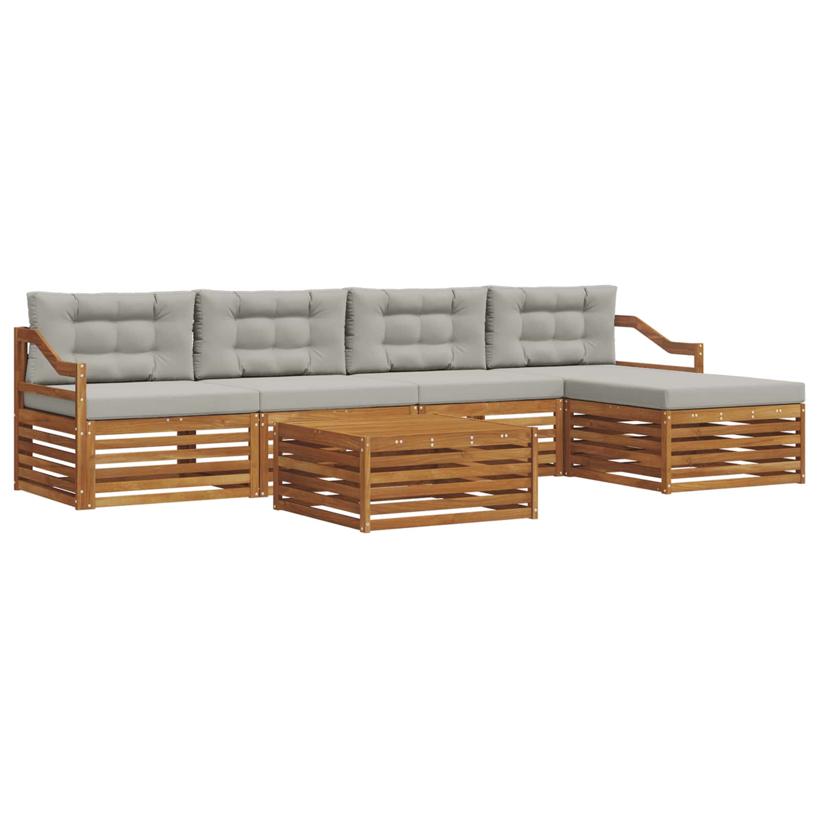 Thumbnail - vidaXL Outdoor-Sofagarnitur mit Kissen 6 pcs Natürlich und Hellgrau