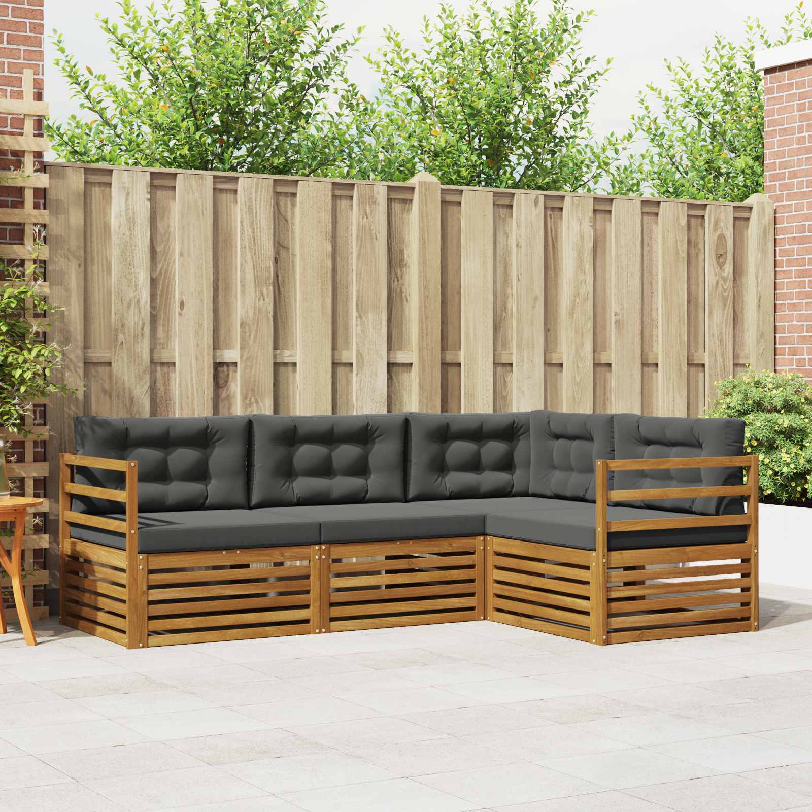 vidaXL Outdoor-Sofagarnitur mit Kissen 4 pcs Natur und Anthrazit