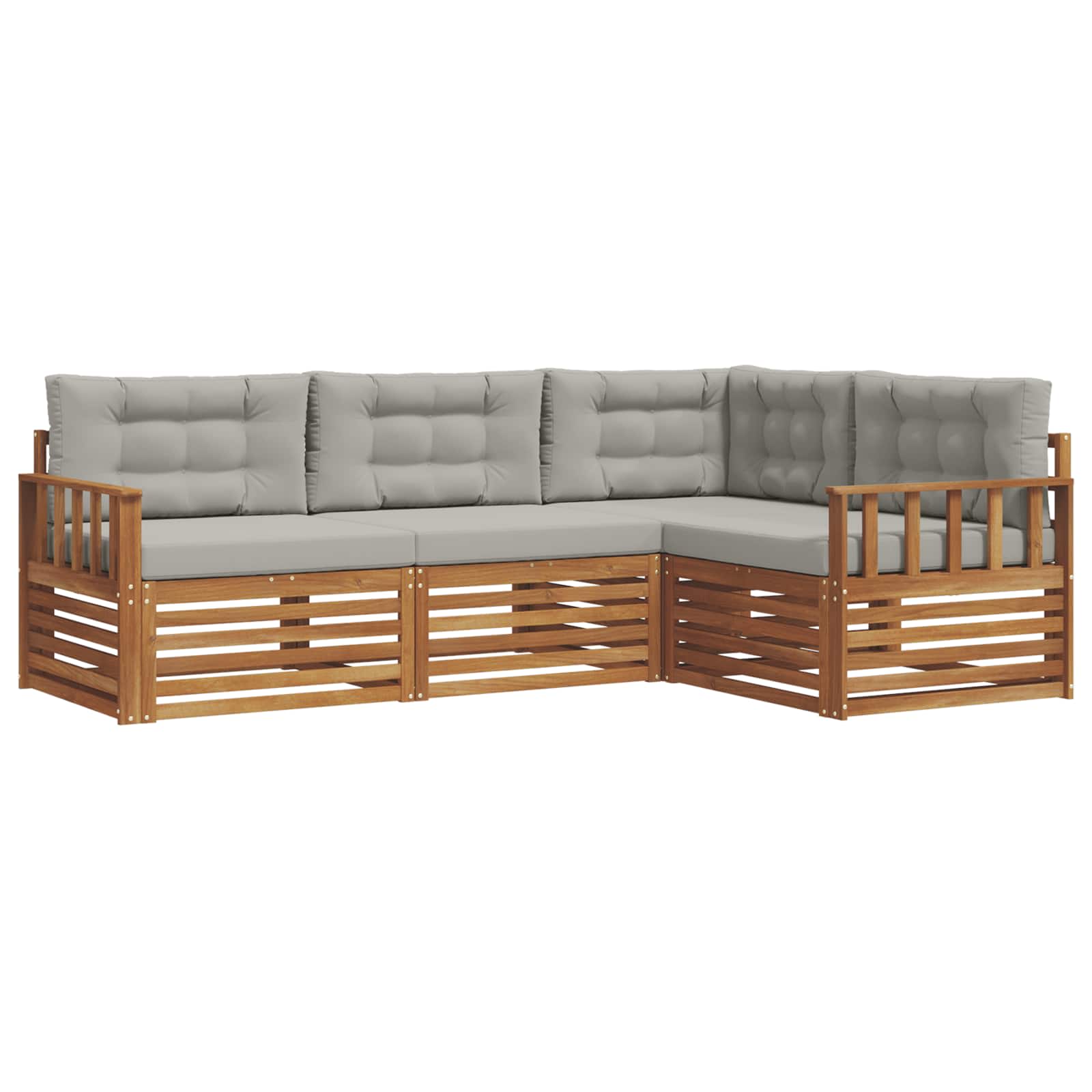 Zunanja garnitura za sedenje 4 pcs Naravna in svetlo siva - slika 2