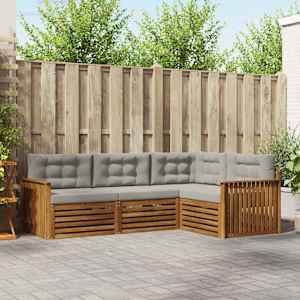 Zunanja garnitura za sedenje 4 pcs Naravna in svetlo siva