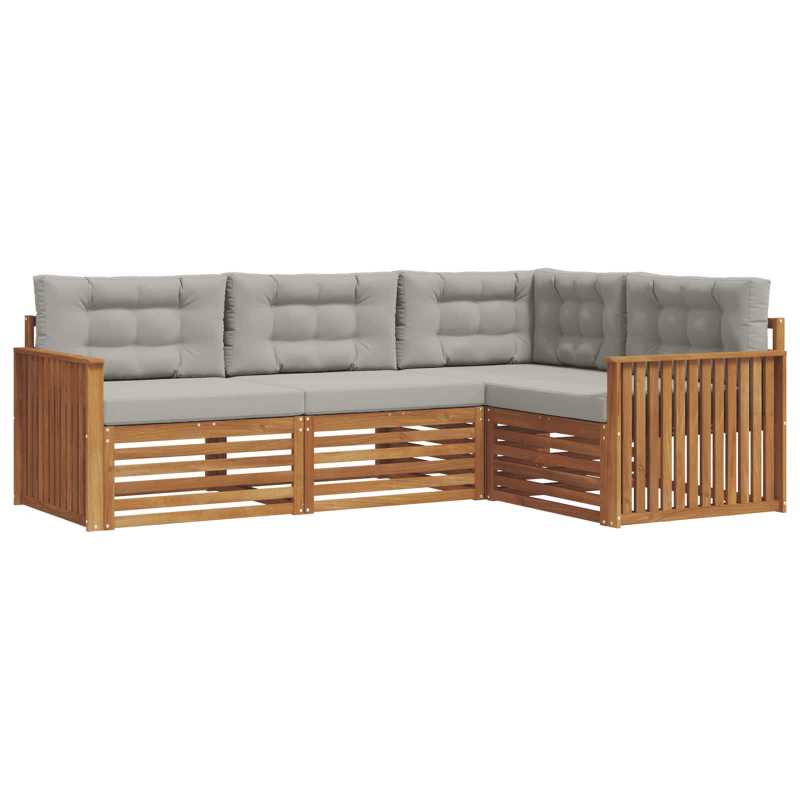 Zunanja garnitura za sedenje 4 pcs Naravna in svetlo siva - slika 2