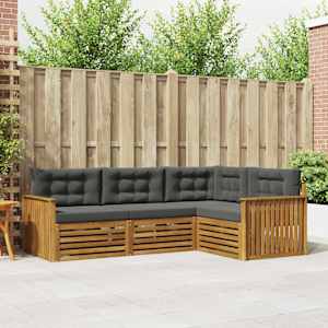 Zunanja garnitura za sedenje 4 pcs Naravna in antracitna