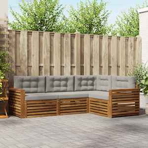 Zunanja garnitura za sedenje 4 pcs Naravna in svetlo siva