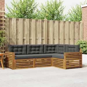 Zunanja garnitura za sedenje 4 pcs Naravna in antracitna