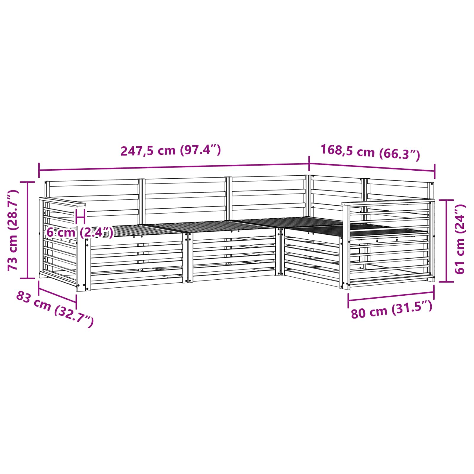 Zunanja garnitura za sedenje 4 pcs Naravna Masiven les akacije - slika 6