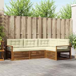 Zunanja garnitura za sedenje z blazino 4 pcs Naravna in smetana