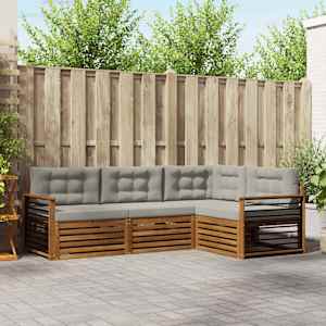 Zunanja garnitura za sedenje 4 pcs Naravna in svetlo siva