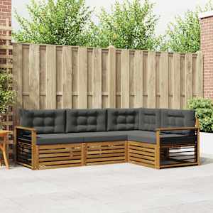 Zunanja garnitura za sedenje 4 pcs Naravna in antracitna