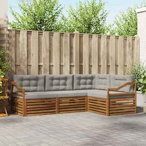 Zunanja garnitura za sedenje 4 pcs Naravna in svetlo siva