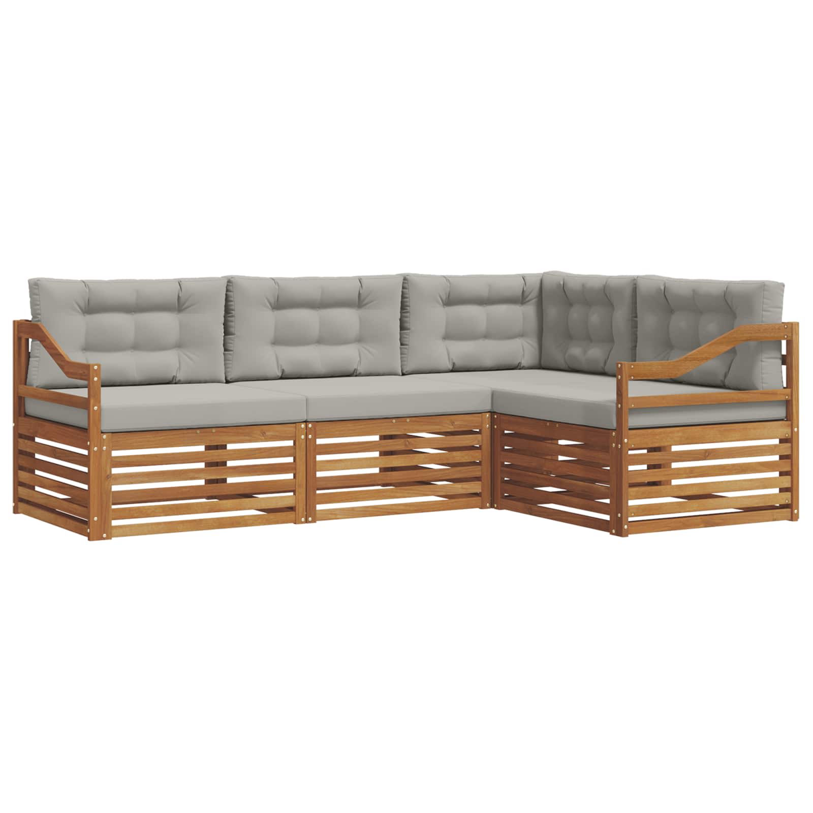 Thumbnail - vidaXL Outdoor-Sofagarnitur mit Kissen 4 pcs Natürlich und Hellgrau