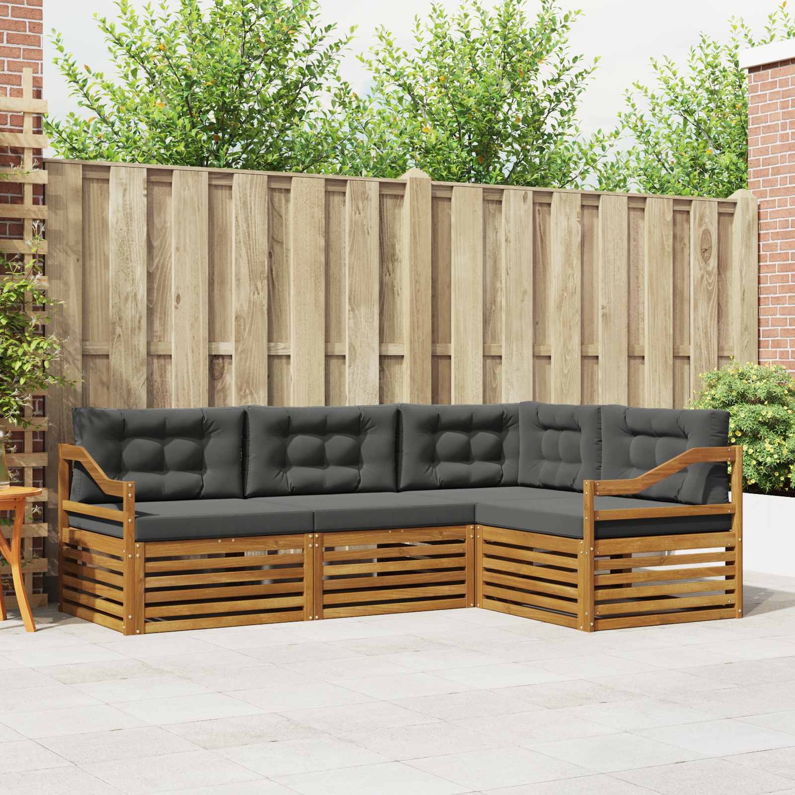 vidaXL Outdoor-Sofagarnitur mit Kissen 4 pcs Natur und Anthrazit