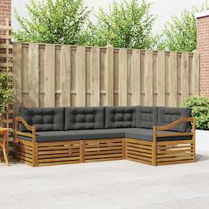 Zunanja garnitura za sedenje 4 pcs Naravna in antracitna