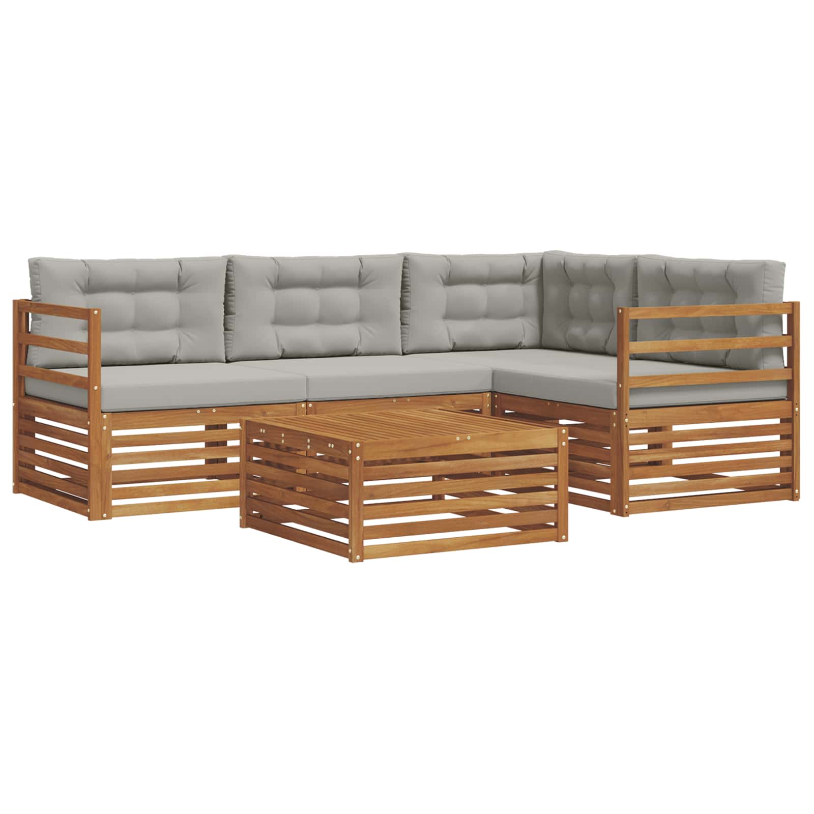 Zunanja garnitura za sedenje 5 pcs Naravna in svetlo siva - slika 2