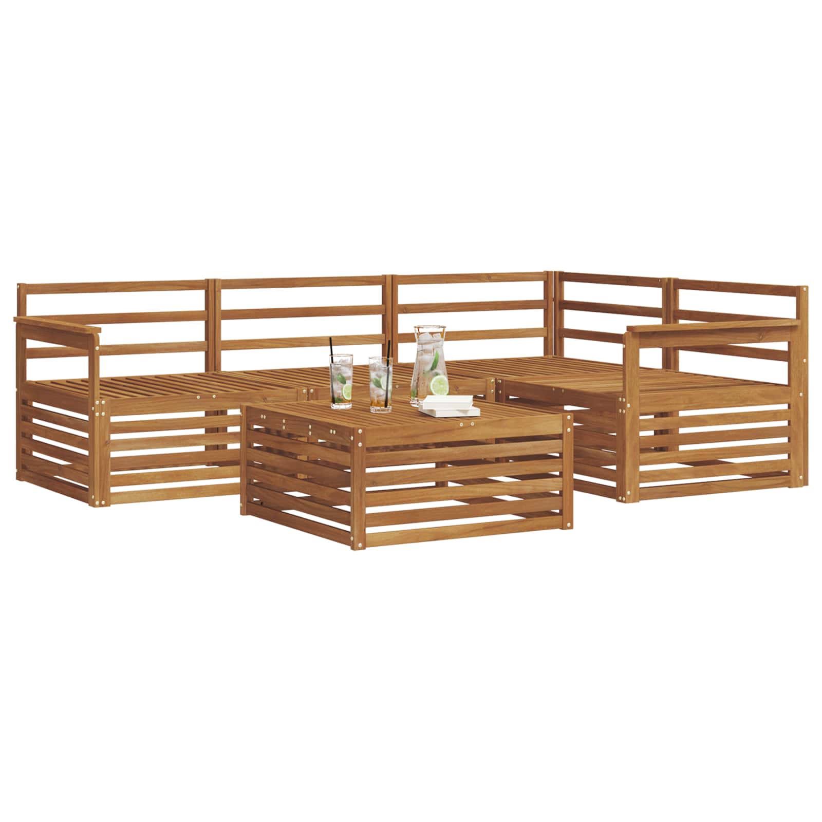 Zunanja garnitura za sedenje 5 pcs Naravna Masiven les akacije - slika 3