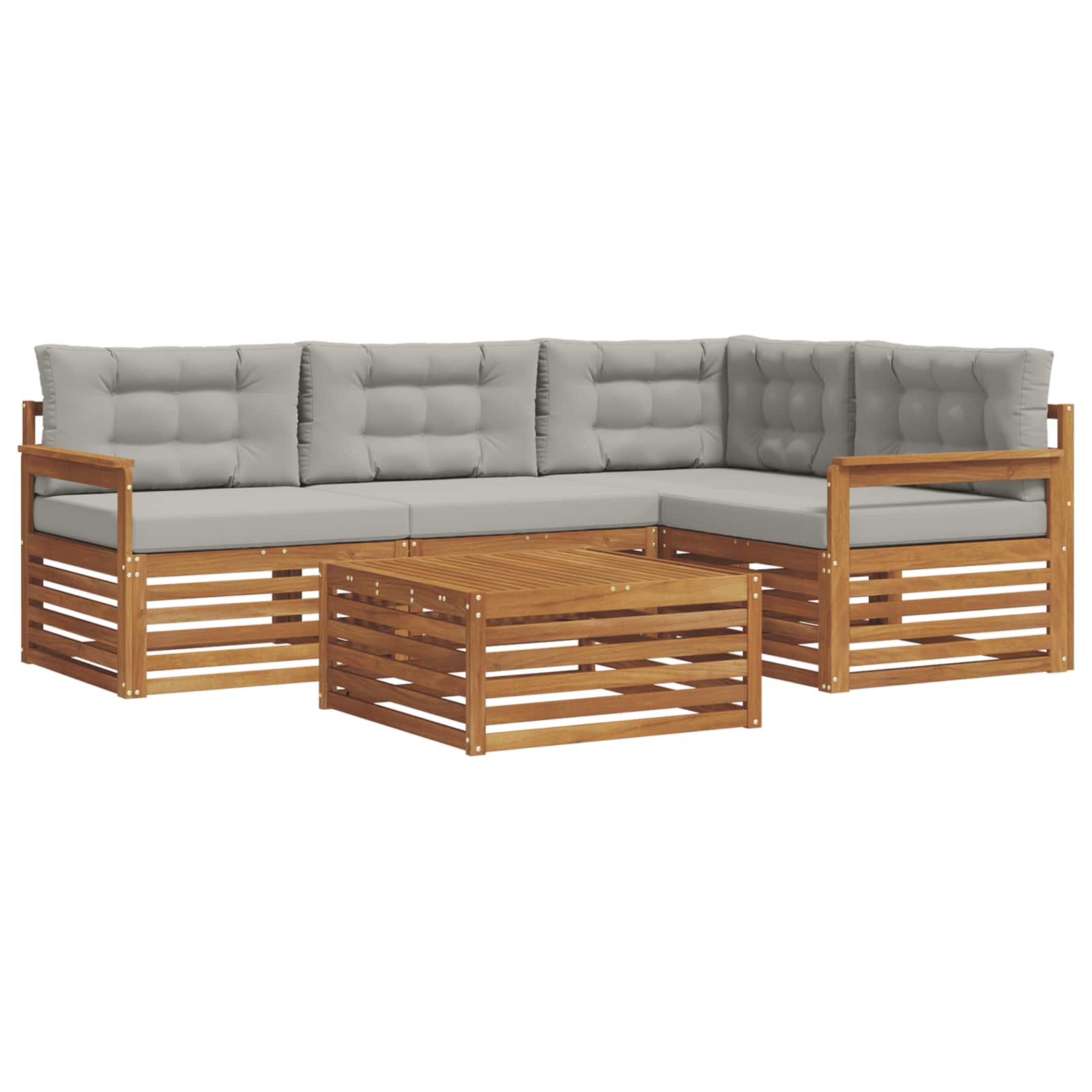 Thumbnail - vidaXL Outdoor-Sofagarnitur mit Kissen 5 pcs Natürlich und Hellgrau