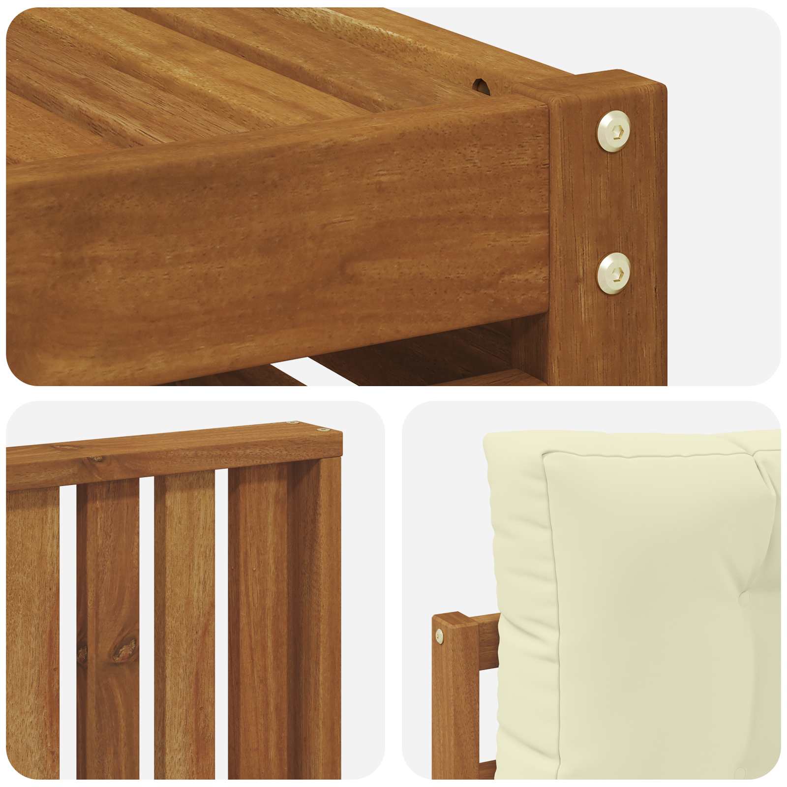 Zunanja garnitura za sedenje z blazino 5 pcs Naravna in smetana - slika 7