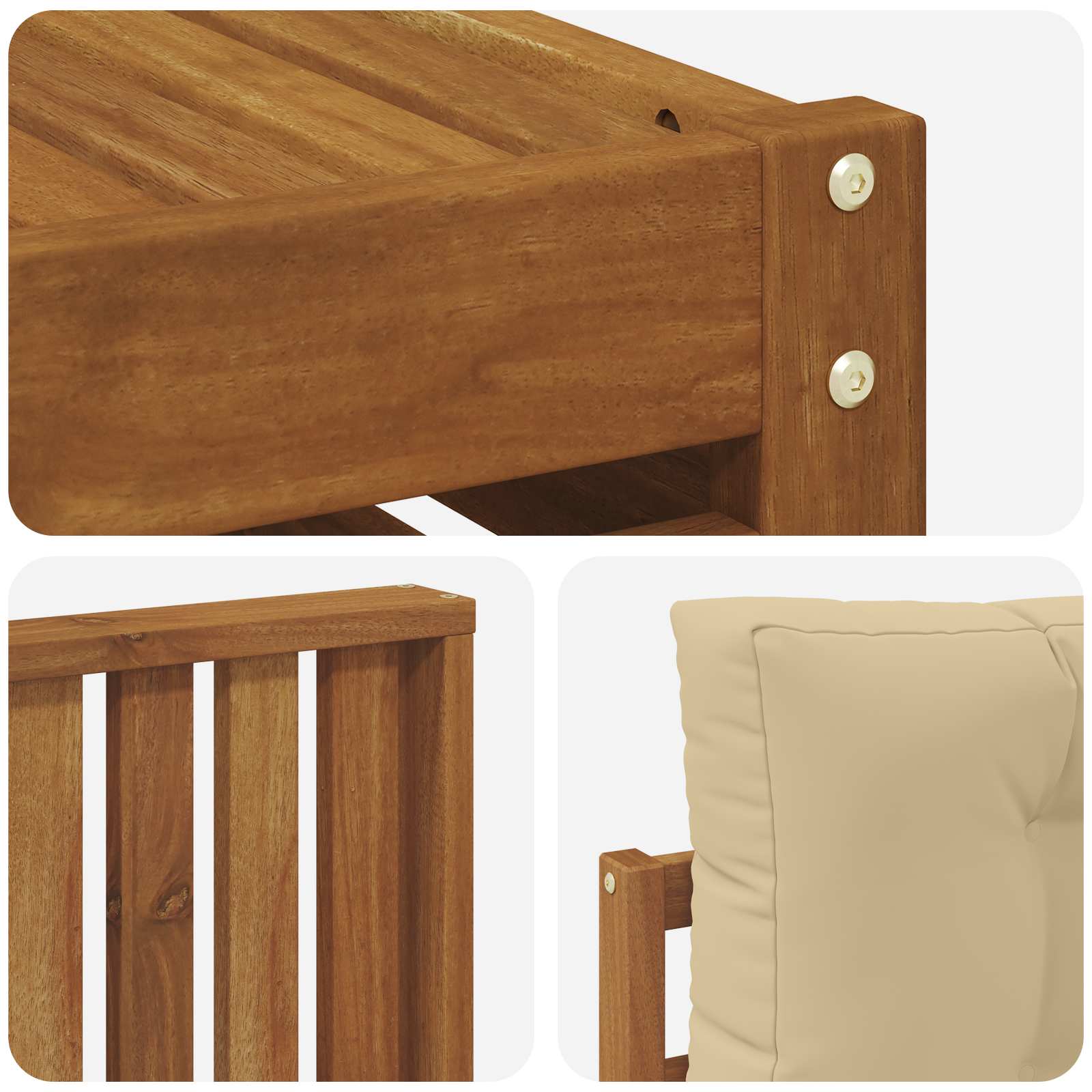 Zunanja garnitura za sedenje z blazino 5 pcs Naravna in bež - slika 7