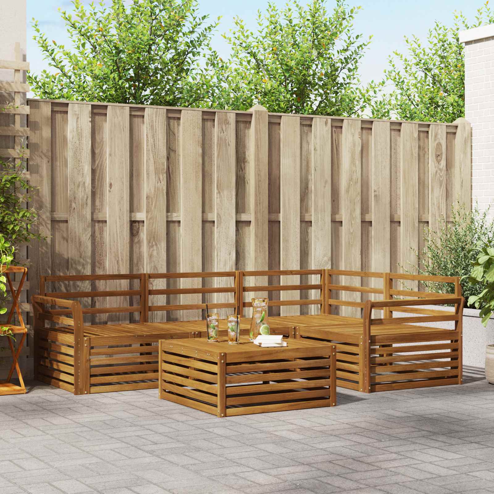 Zunanja garnitura za sedenje 5 pcs Naravna Masiven les akacije