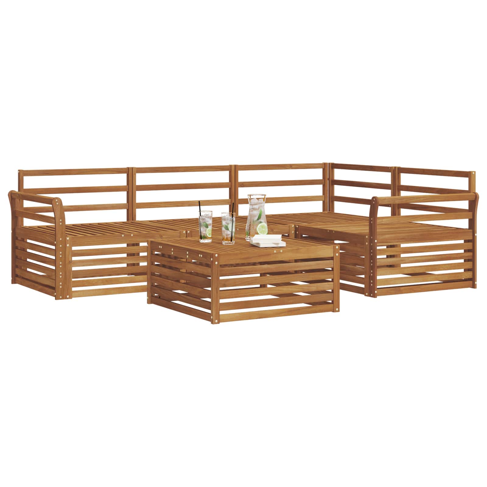 Zunanja garnitura za sedenje 5 pcs Naravna Masiven les akacije - slika 3