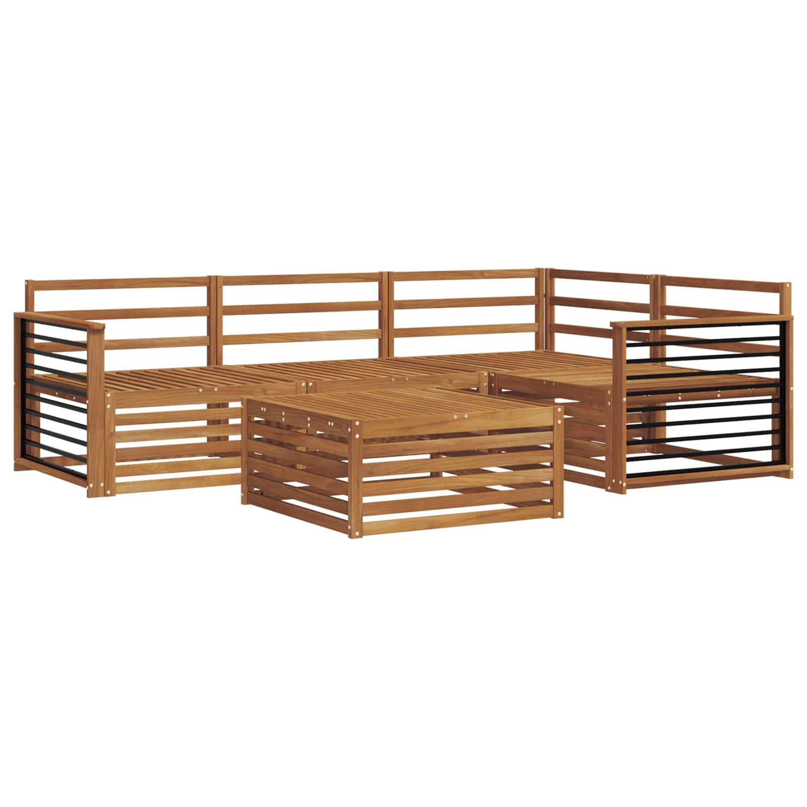 Zunanja garnitura za sedenje 5 pcs Naravna Masiven les akacije - slika 2