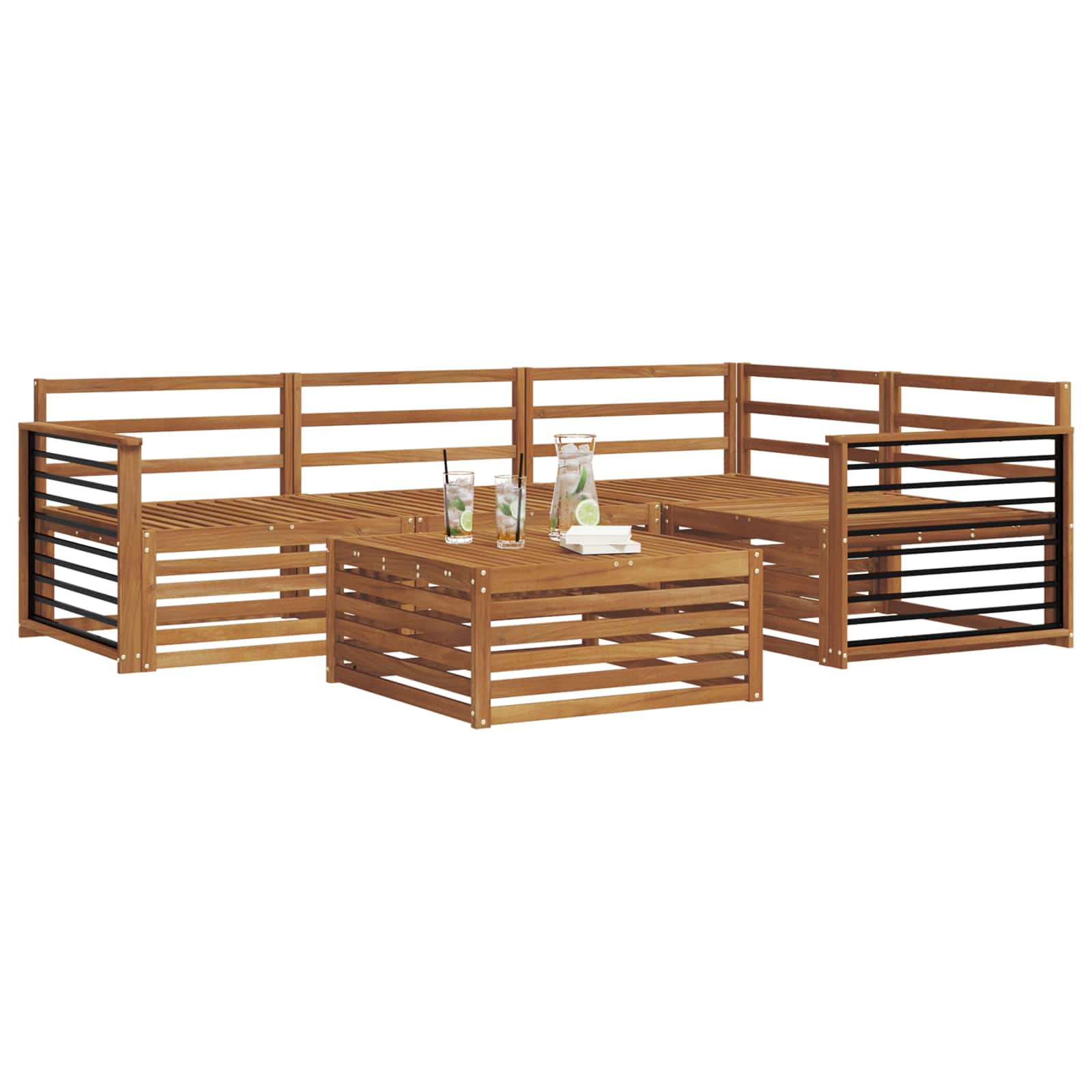 Zunanja garnitura za sedenje 5 pcs Naravna Masiven les akacije - slika 3