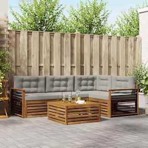 Zunanja garnitura za sedenje 5 pcs Naravna in svetlo siva