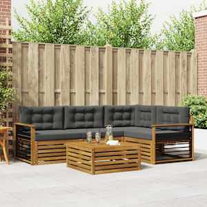 Zunanja garnitura za sedenje 5 pcs Naravna in antracitna