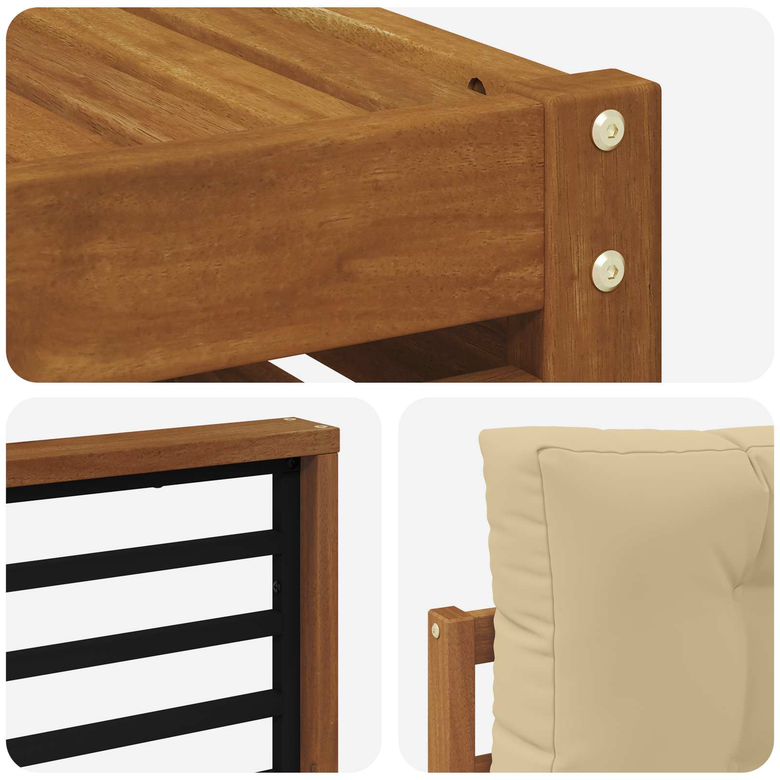 Zunanja garnitura za sedenje z blazino 5 pcs Naravna in bež - slika 7