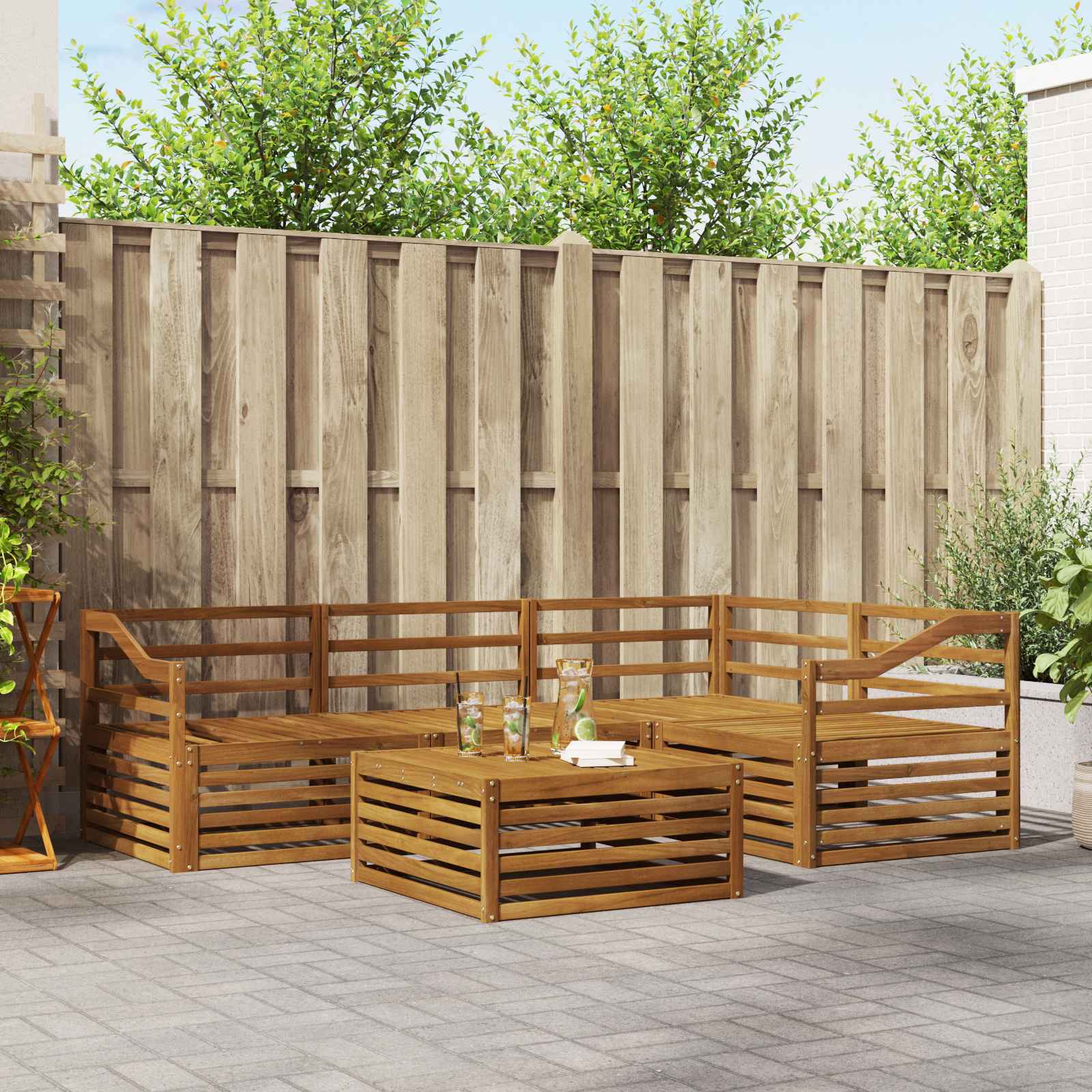 vidaXL Outdoor-Sofagarnitur 5 pcs Natur Massivholz Akazie