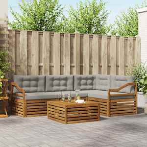 Zunanja garnitura za sedenje 5 pcs Naravna in svetlo siva