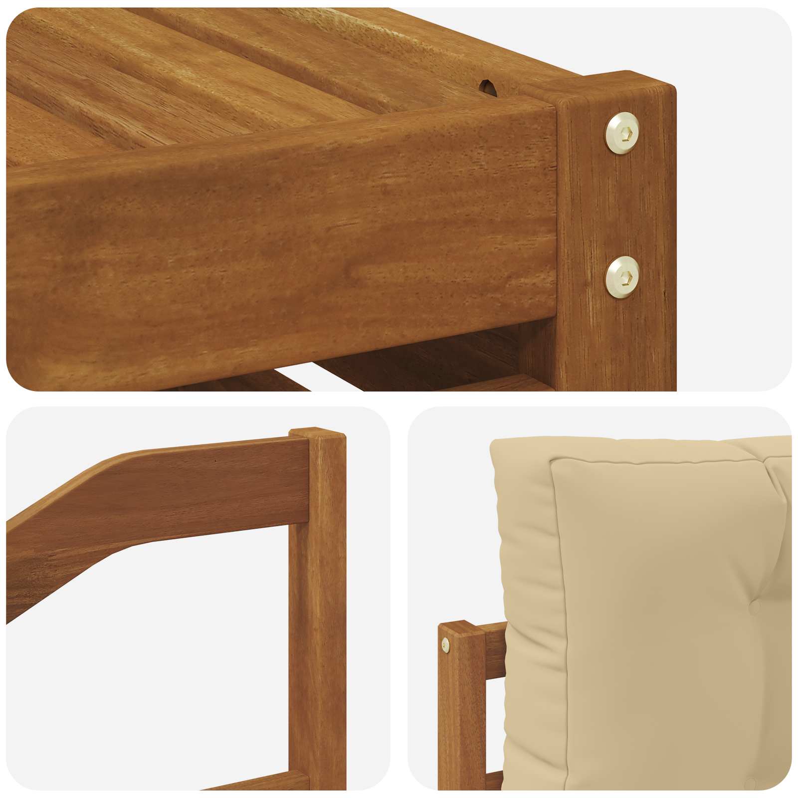 Zunanja garnitura za sedenje z blazino 5 pcs Naravna in bež - slika 7