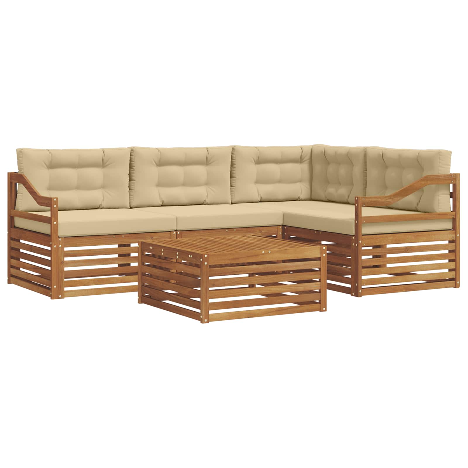 Zunanja garnitura za sedenje z blazino 5 pcs Naravna in bež - slika 2