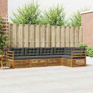 Zunanja garnitura za sedenje 5 pcs Naravna in antracitna