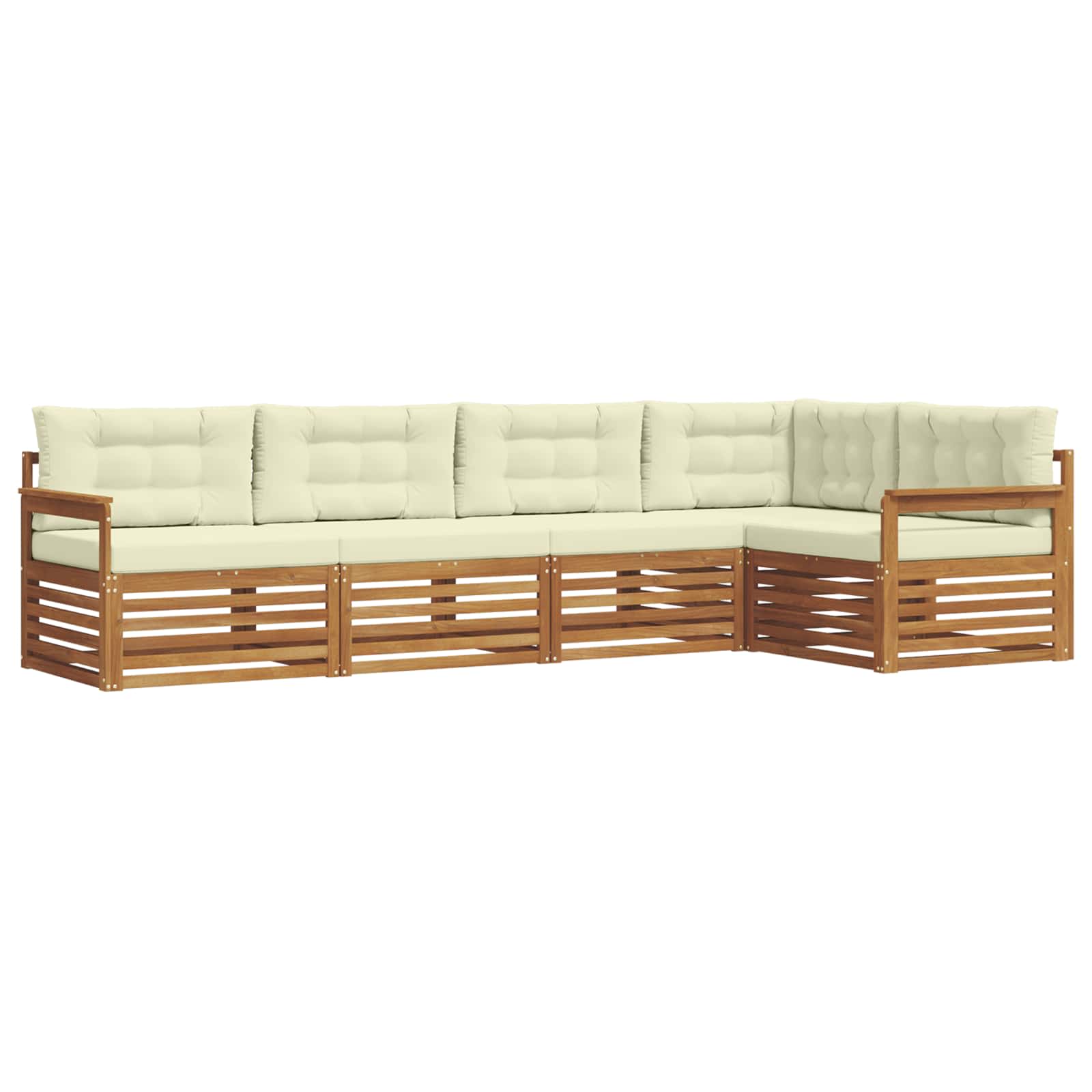 Zunanja garnitura za sedenje z blazino 5 pcs Naravna in smetana - slika 2