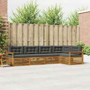 Zunanja garnitura za sedenje 5 pcs Naravna in antracitna