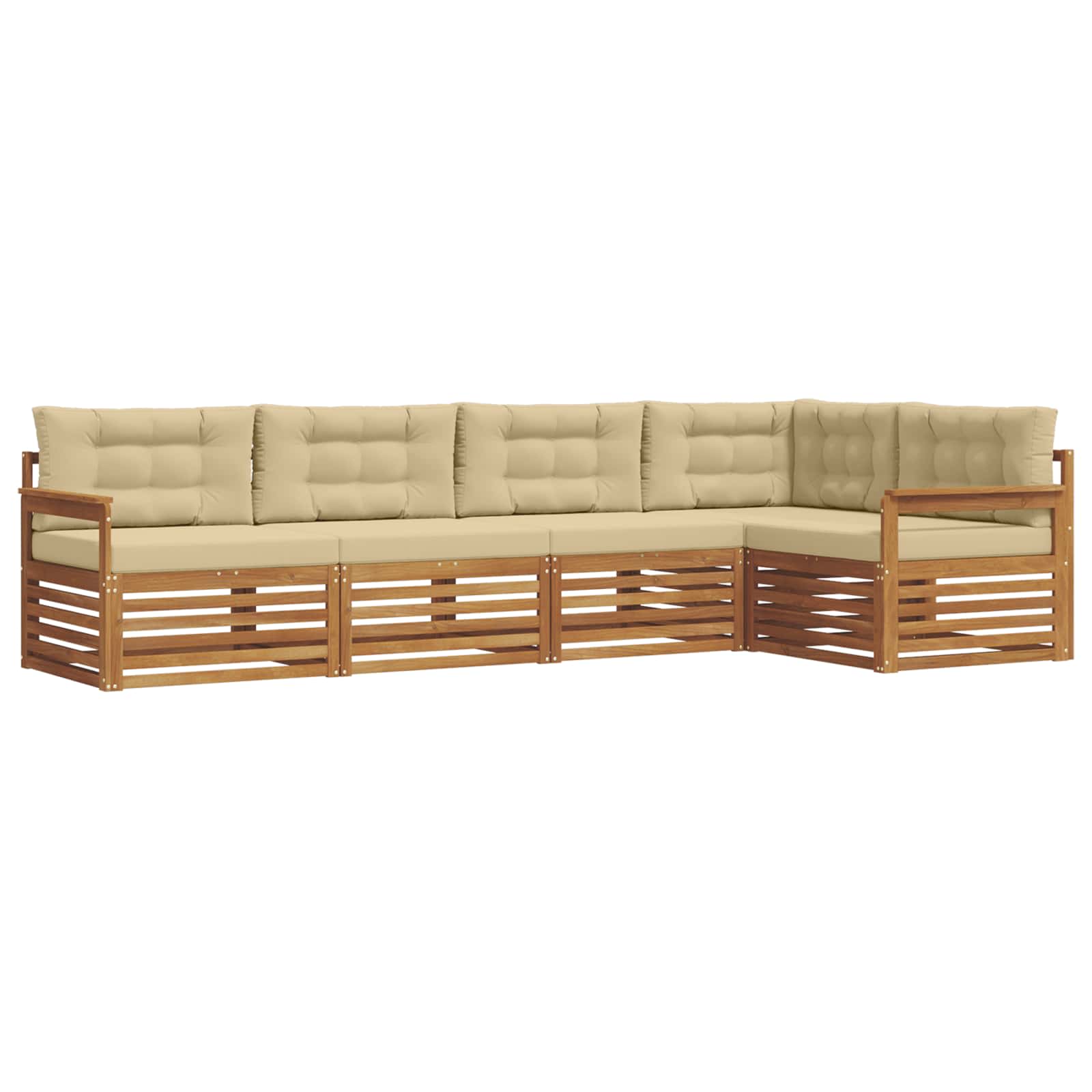 Zunanja garnitura za sedenje z blazino 5 pcs Naravna in bež - slika 2