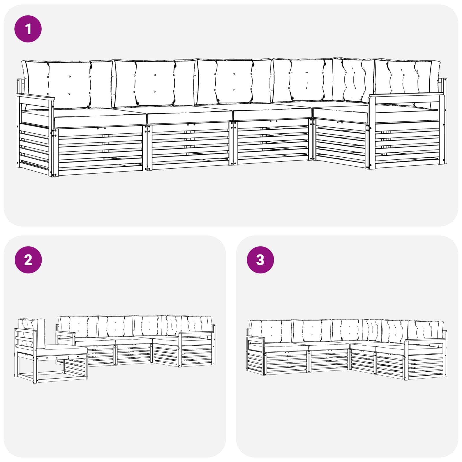 Zunanja garnitura za sedenje z blazino 5 pcs Naravna in bež - slika 7